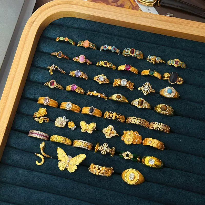 欧美轻奢复古风时尚气质百搭虎眼石戒指女小众设计高级感戒子指环