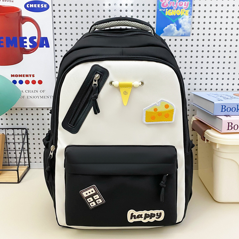 Bonita mochila de mensajero para estudiantes, nueva mochila de escuela primaria de gran capacidad para estudiantes de secundaria, mochila de mensajero casual de color en contraste