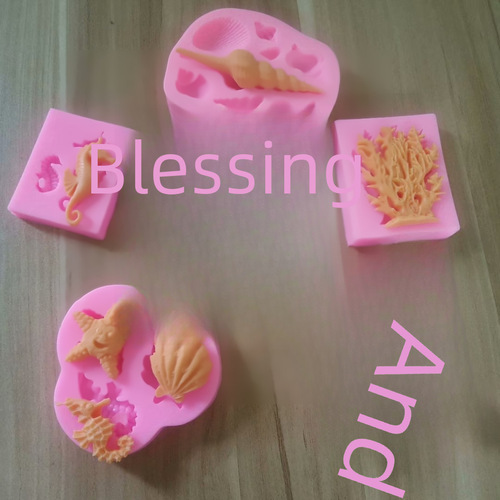 Ocean series seashell conch coral etc. shape cake decoration silicone mold fondant chocolate liquid silicone mold