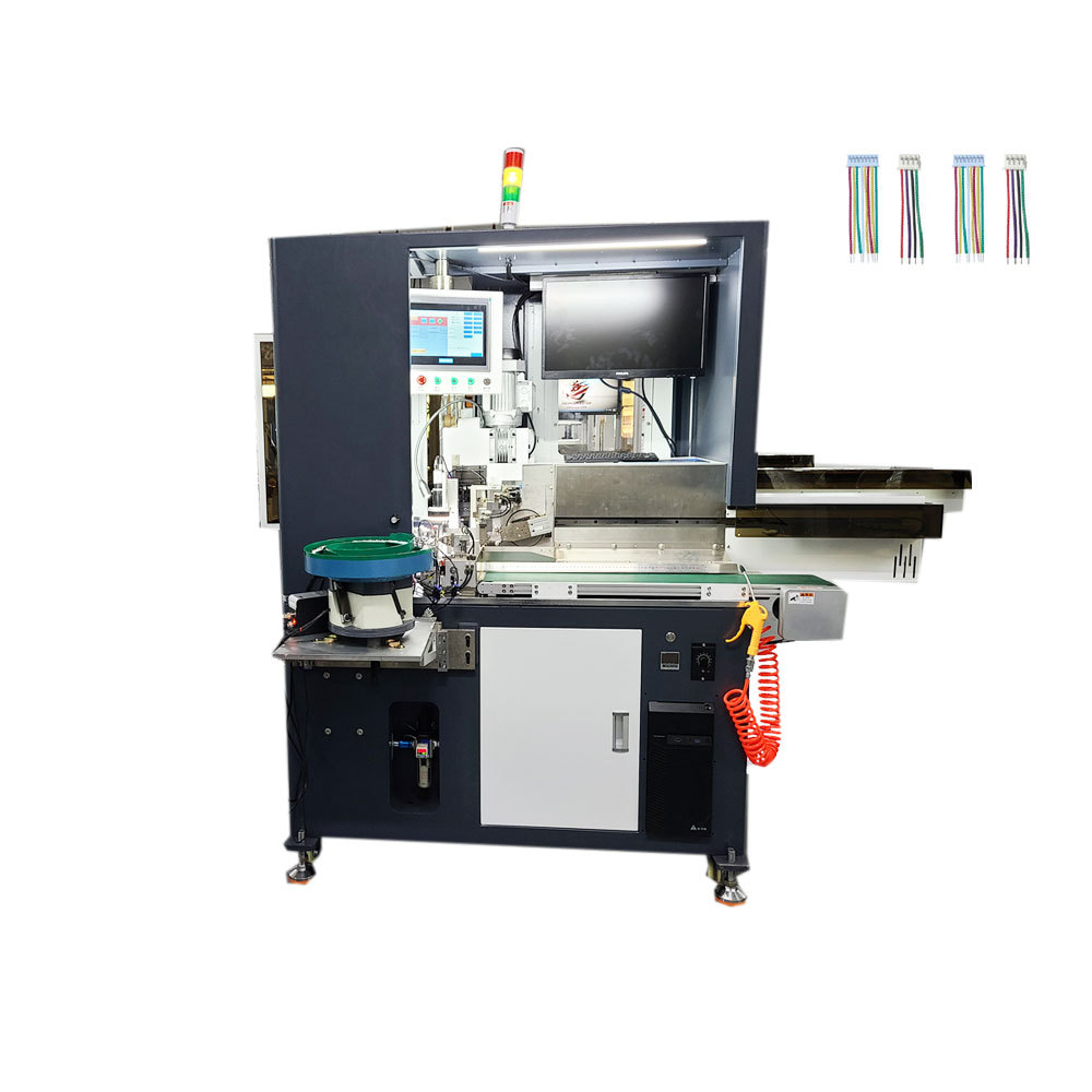 厂家供应全自动双头端子机电子线排线带检测插壳机