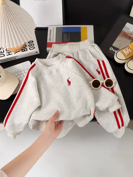 Korean Style Spring and Autumn New Children's Outfit 2026 Fashionable Boys and Girls Sweatshirt Set Children's Spring Sports Clothing