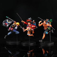 3 One Piece figures anime peripheral cartoon running Luffy Ace Sabo doll toy ornaments figure
