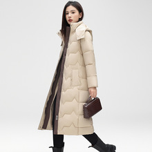 200斤白鸭绒加大码羽绒服女外套超长款过膝胖mm冬装2024新款显瘦