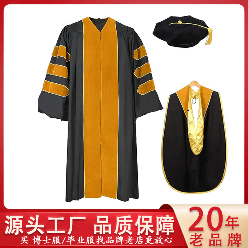 Cross-Border Customized Export European and American Bachelor's Uniform, Master's and Doctoral Uniform, Graduation Dress Suit, Robe, Adult Dress, Teacher
