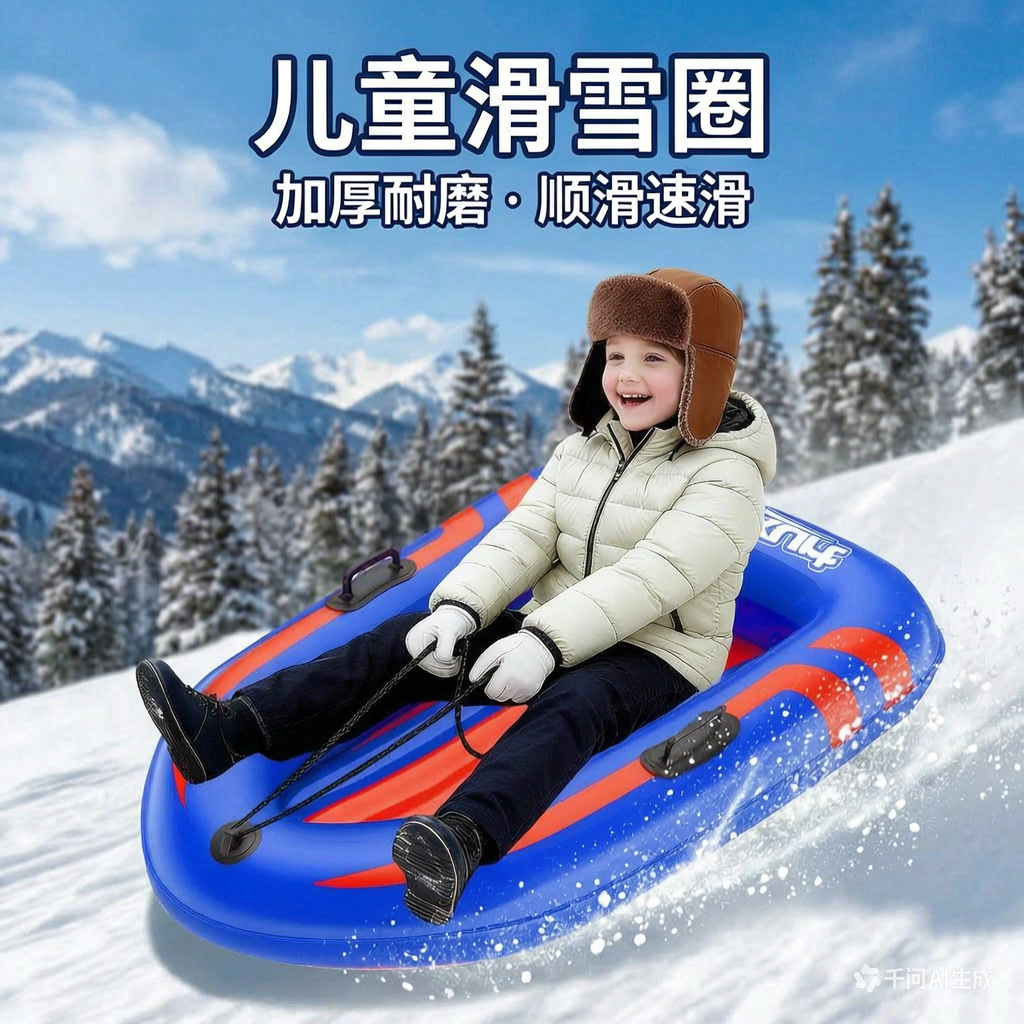 Customized PVC inflatable snow sled, outdoor snow toy, snow sled for children, cross-border product, thickened and wear-resistant