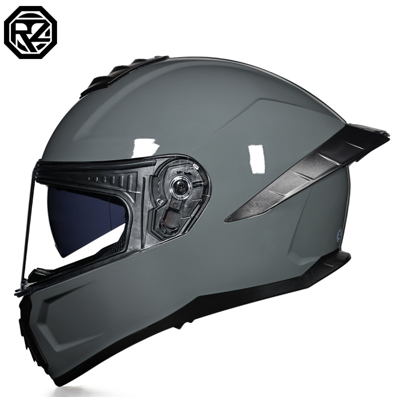 Casco de Motocicleta Certificado ORZ3c para Hombre y Mujer, Casco Integral de Doble Lente, Alerón Trasero Personalizado de Verano, Estilo Semi-Integral con Bluetooth