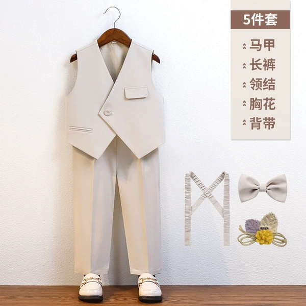 Set, vest, trousers lapel pin, bow tie, suspenders