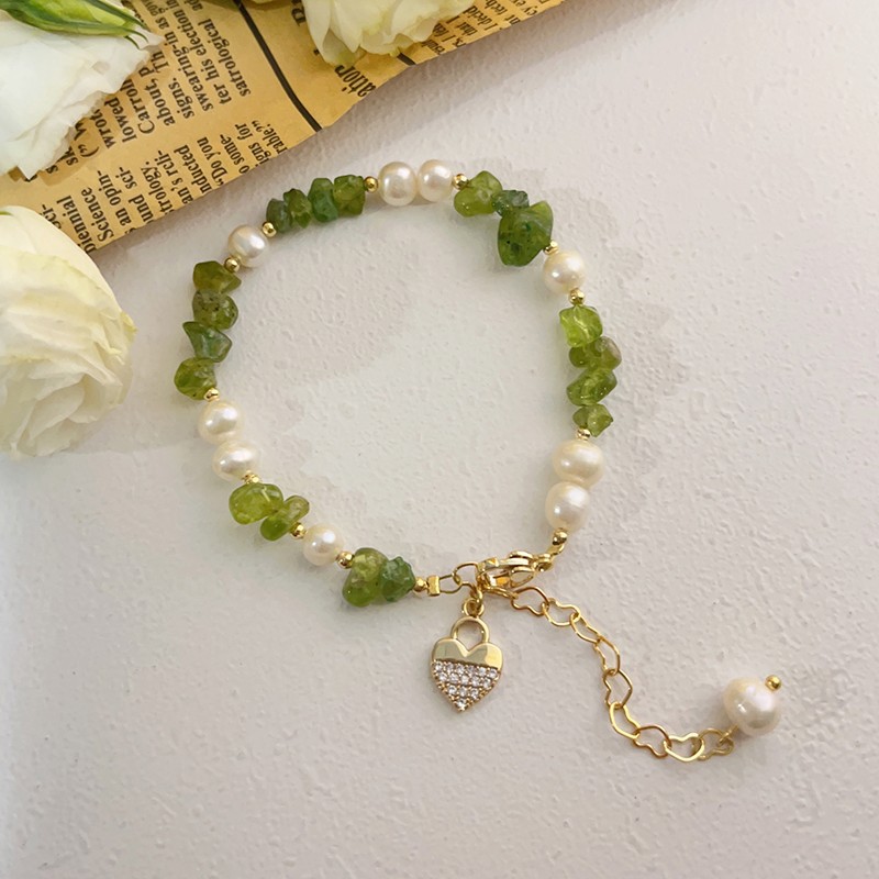 Original Design Heart Shape natural stone Plating Bracelets 1 Piece