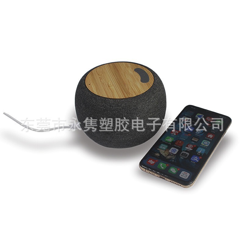 ツーインワンラウンドドラムバッグ布竹ワイヤレス充電Bluetoothスピーカー、竹パネルBluetoothスピーカーワイヤレス充電|undefined