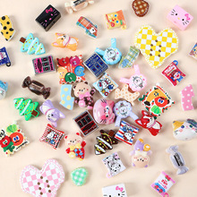 可爱卡通动物双面印花五月天邮票diy包挂车挂手机链串珠饰品配件