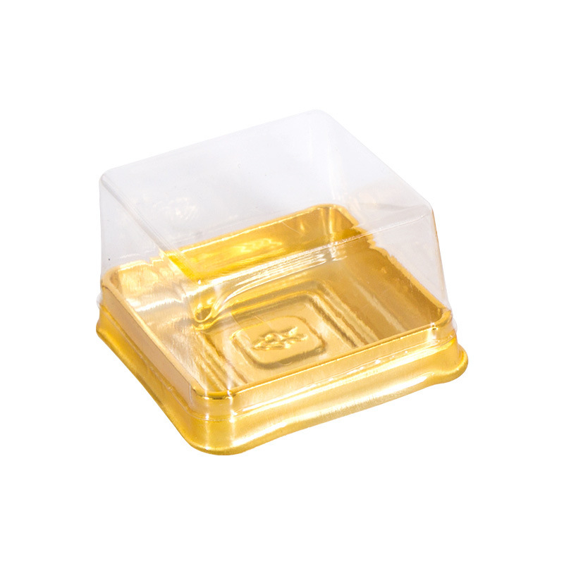 Tapa de plástico cuadrado redondo blister caja yema de huevo caja de la torta titular de la torta de Luna snack caja de nieve caja de belleza 50 piezas