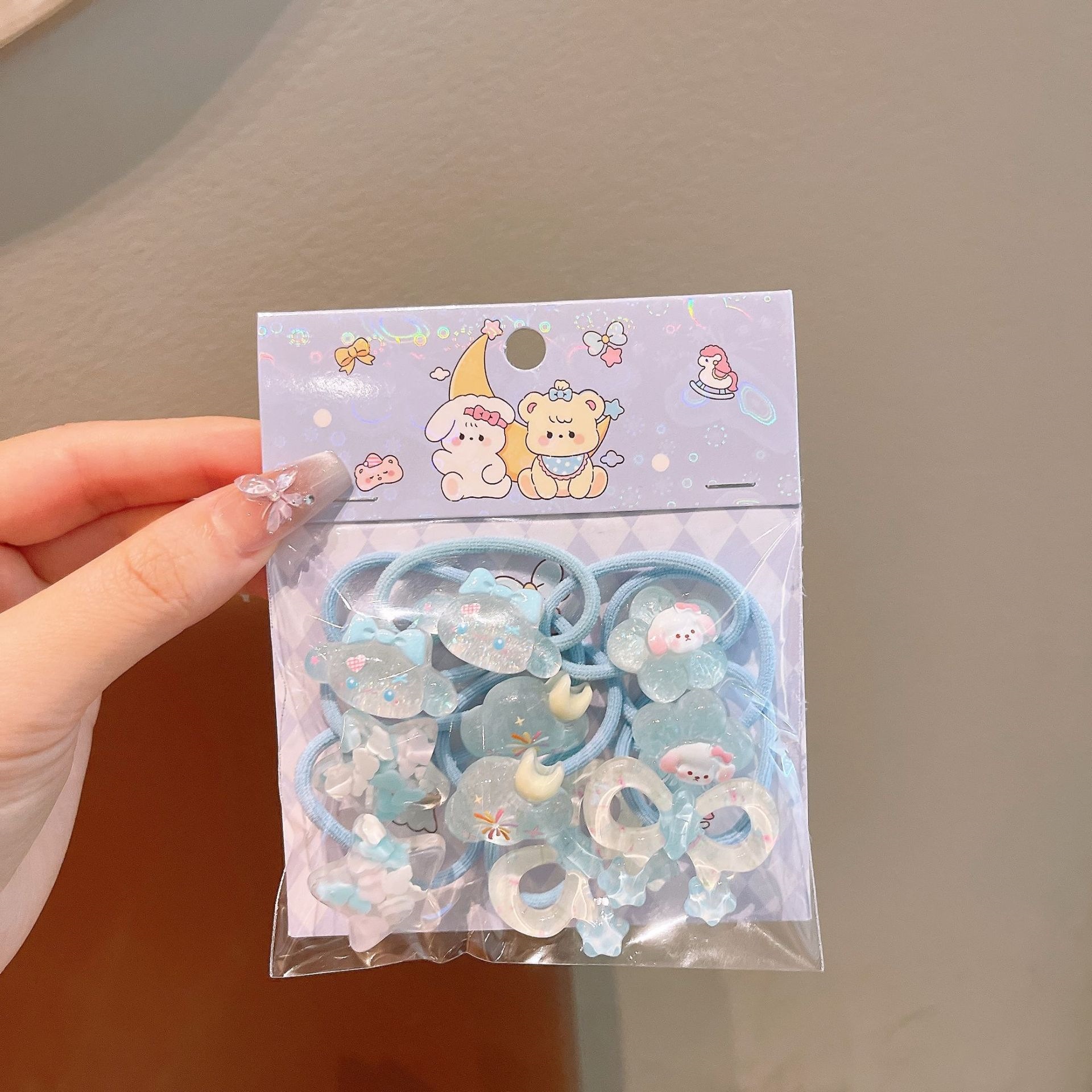 Anillo de pelo de pulgar de dibujos animados para niños, cabello de bebé, cabello de bebé, correa de cabello de alta elasticidad, banda de cabello no lesionada