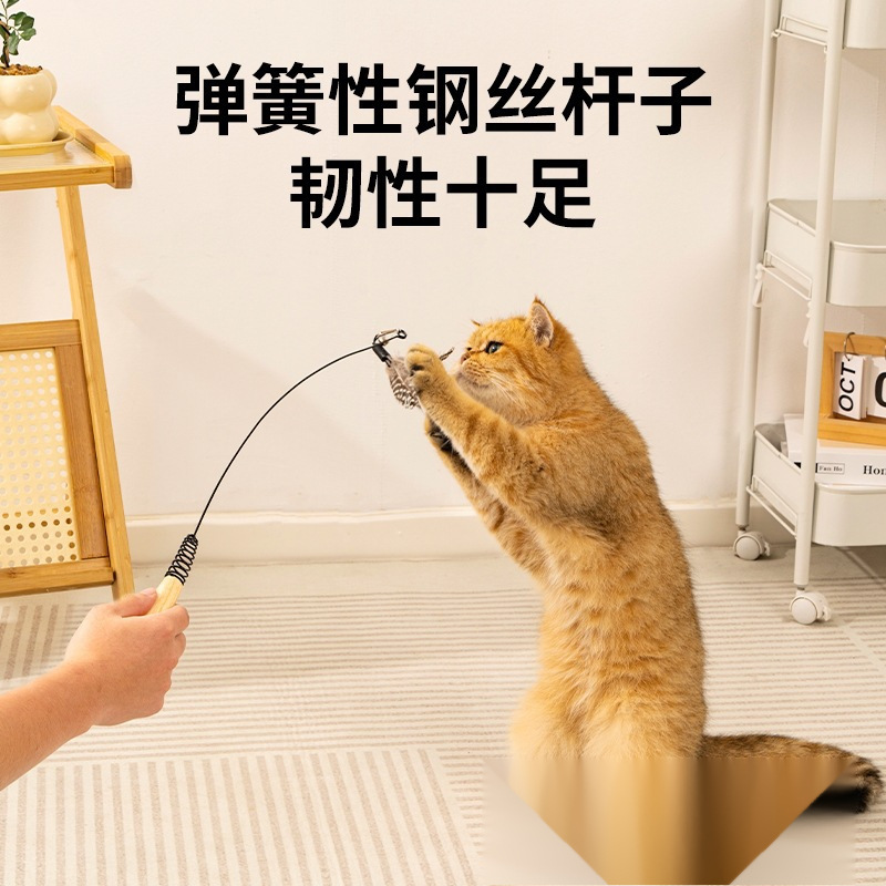 競技用猫じゃらしスティック、猫のおもちゃ、小さな飛んでいる虫の羽の交換用ヘッド、引っかき傷や噛みつきに強い子猫用品、自己楽しみと退屈解消|undefined
