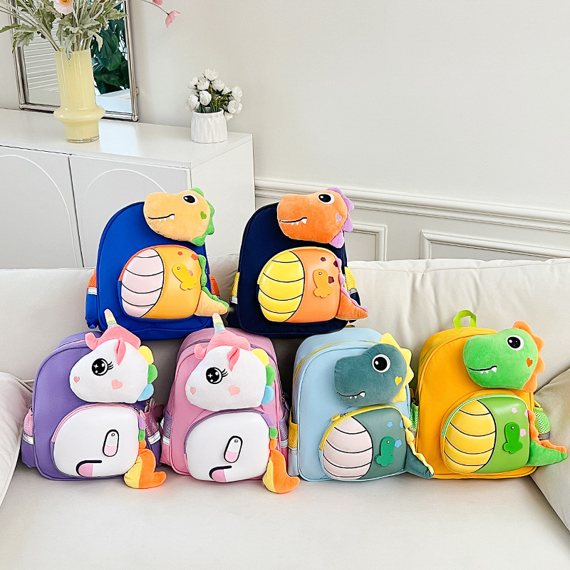 Nuevo dinosaurio niño mochila lindo muñeca de peluche bebé fuera de bocadillos mochila antideslizante niña mochila