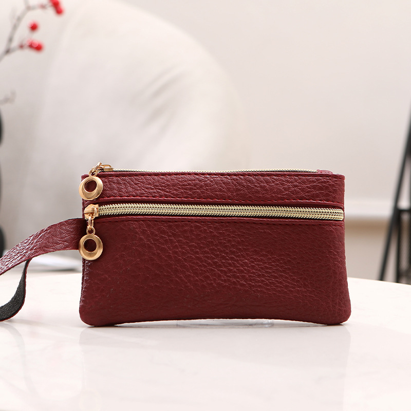 Monedero de mujer con patrón de lichi de moda de cuero de imitación de punto transfronterizo, bolso de embrague largo, monedero multifuncional de gran capacidad