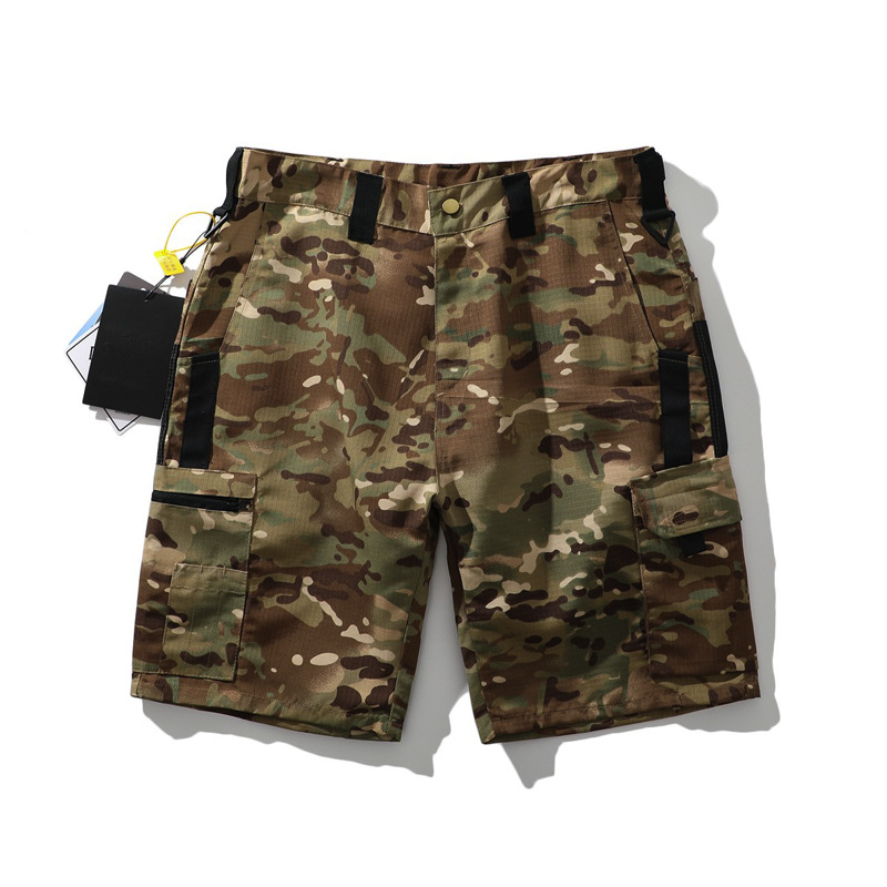 Tactical Army Green Five-Point Outdoor Cargo Pants Men's Beetle Camouflage Training Shorts Summer Multi-Pocket Cropped Pants