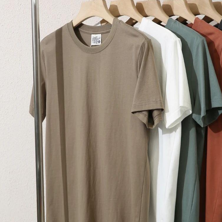 Washed Cotton Men's T-Shirt Summer Men's Pure Color Versatile Fashion Trendy Light Plate Round Neck Short-Sleeved T-Shirt Top