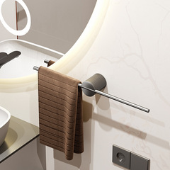 Sliding Bathroom Towel Bar without Drilling, Gun Gray Aluminum Towel Bar, Extremely Simple Towel Rack