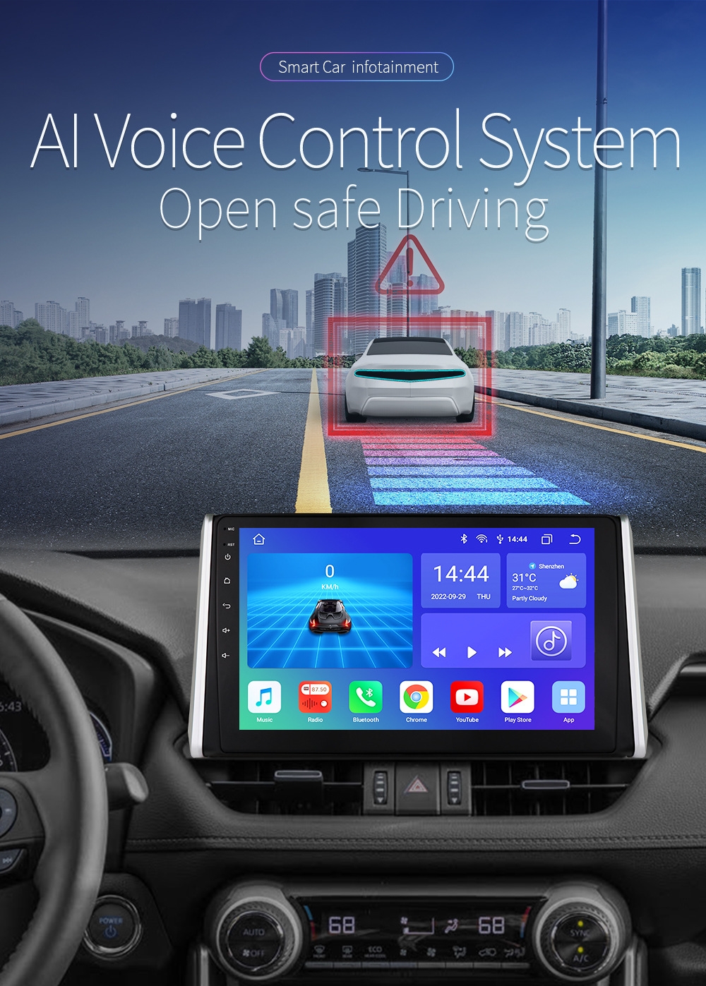 Suitable for 18-20 Toyota Rav4 Navigation Car All-In-One Wireless Carplay Smart Car Navigator