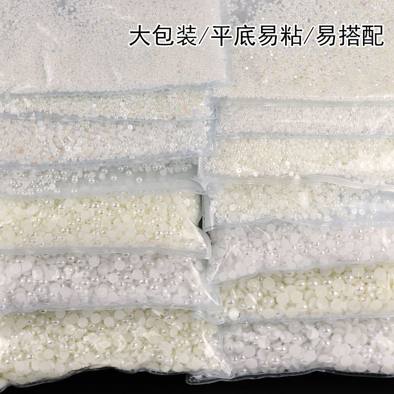 White beige nail decoration pearl handmade
