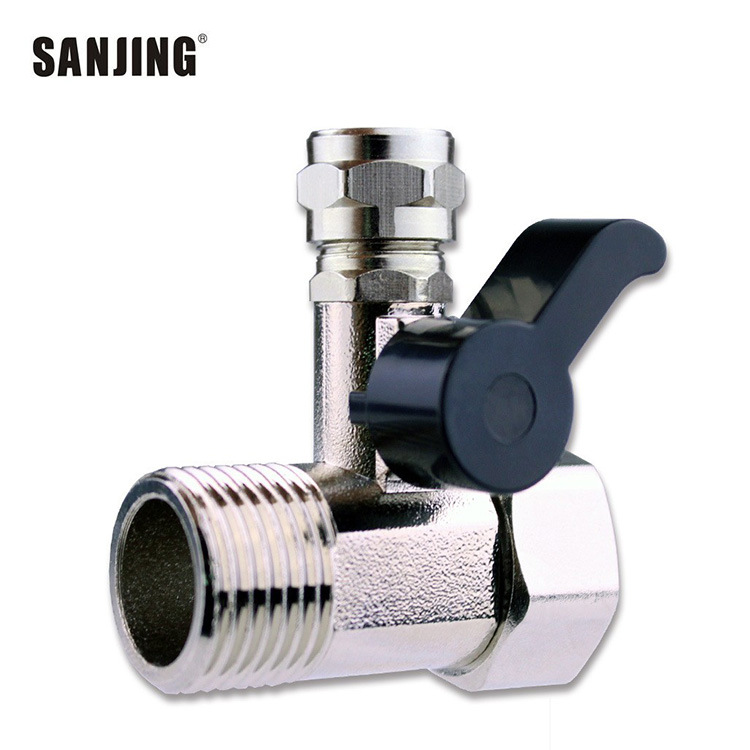 Venta al por mayor 3 puntos válvula de entrada de una pieza gabinete de cocina Válvula de ángulo de conexión de purificador de agua ACCESORIOS 4 puntos de unión suelta válvula de bola de tres vías de una pieza
