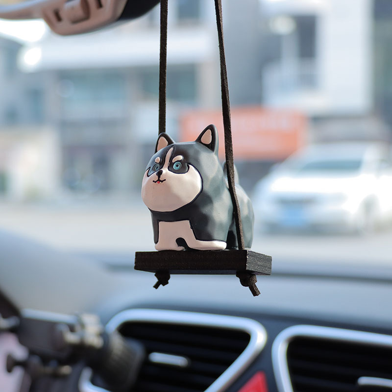 5 Wood Carving Wind Dog Ornaments Resin Cartoon Doll Car Decorations Car Rearview Mirror Pendant Pendant