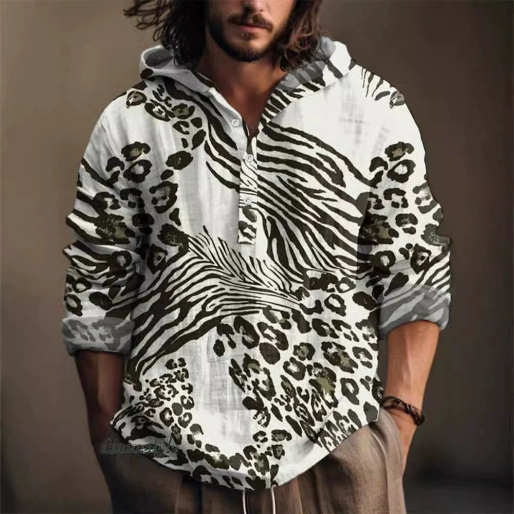 2024 модные весенние и осенние модели независимые станции горячие продажи мужской шапки с длинными рукавами рубашка с 3D-принтом льняная полукардиган