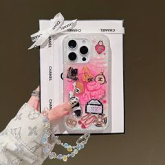 蝶の花の接着剤イン携帯電話ケース Apple 16promax グリッター iphone14/13 バッグホルダーに適しています