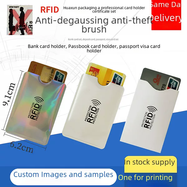 Cross-Border Rfid Anti-Theft and Anti-Degaussing Bank Card Holder Aluminum Foil Laser Card Holder Shielding Nfc Card Holder Can Be Customized