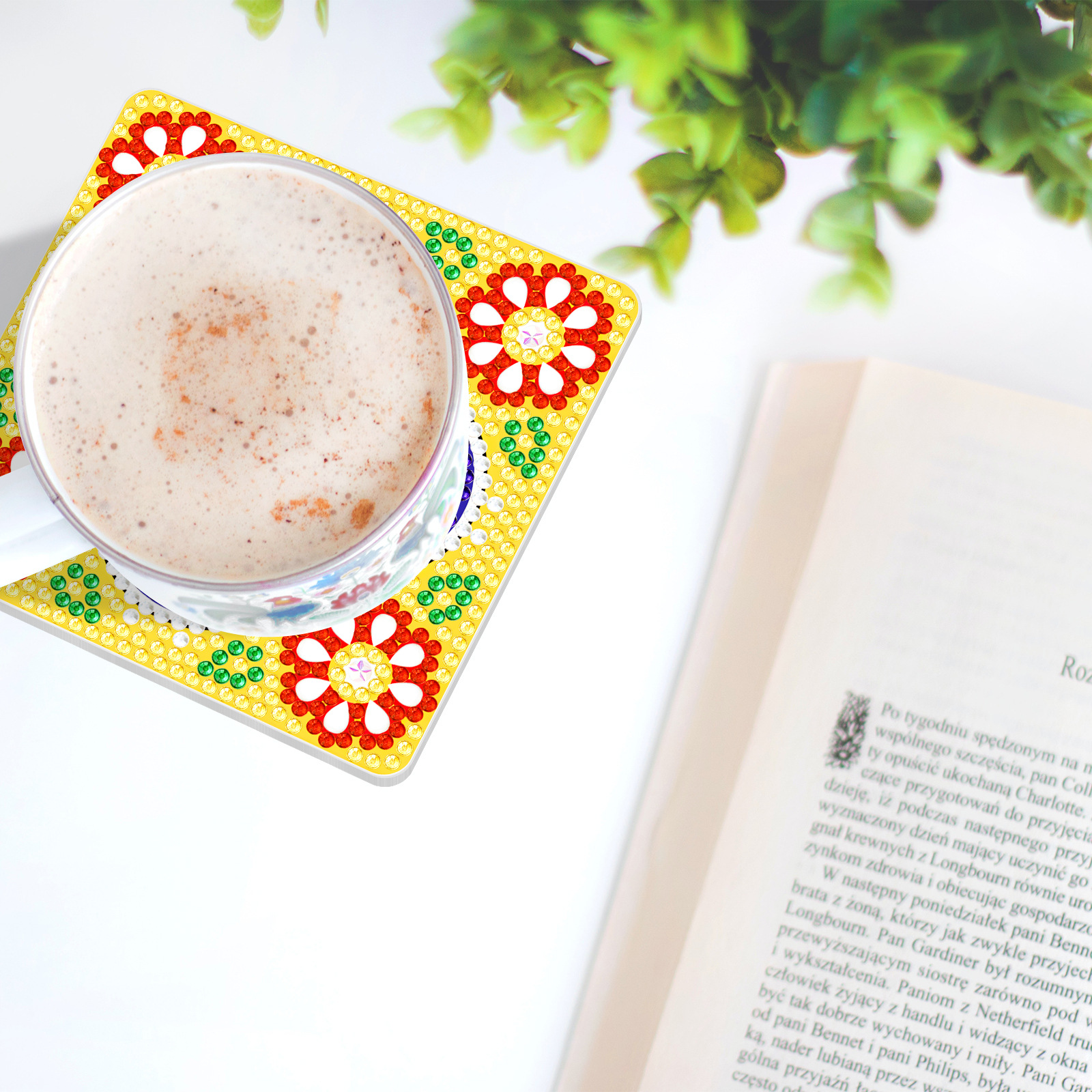 Diamante pintado alrededor DIY creativo cuadrado taza almohadilla patrón mandala taza almohadilla seis piezas set al por mayor