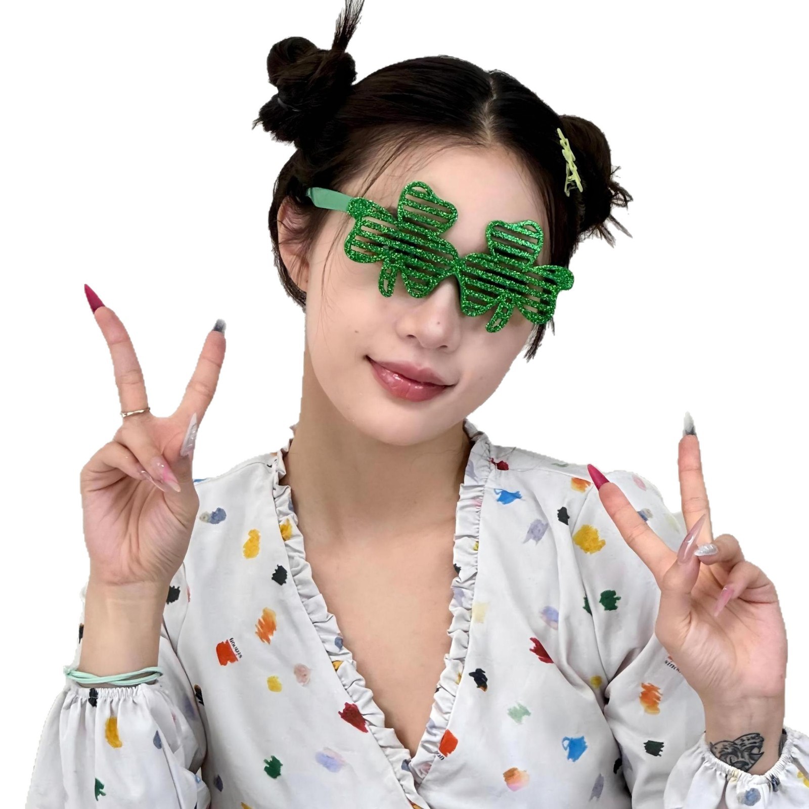 Gafas de Fiesta de Trébol de Plástico ABS con Purpurina para Día de San Patricio