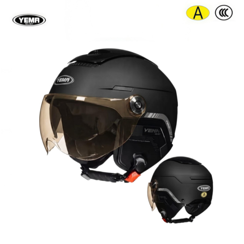 Mustang 3C Certified Ym370S Dual-Mirror Half Helmet New National Standard Motorcycle Electric Vehicle Safety Helmet New Model Summer Ventilation