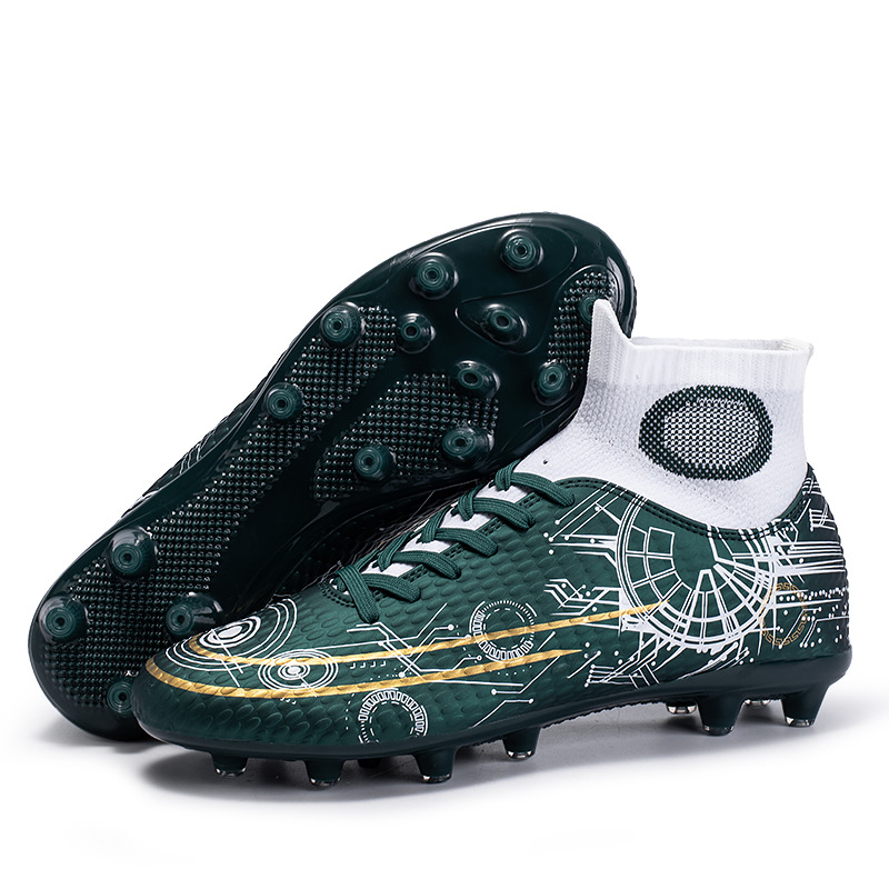 2023 transfronteriza nuevos zapatos de fútbol FGTF de los hombres transpirable de alta superior pico frito roto zapatos de fútbol zapatos de entrenamiento de hierba