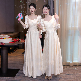 Bridesmaid's Dress Champagne Light Luxury Niche Bride Wedding Sisters Dress Fashion High-end Sense Usually Wearing Winter Dress