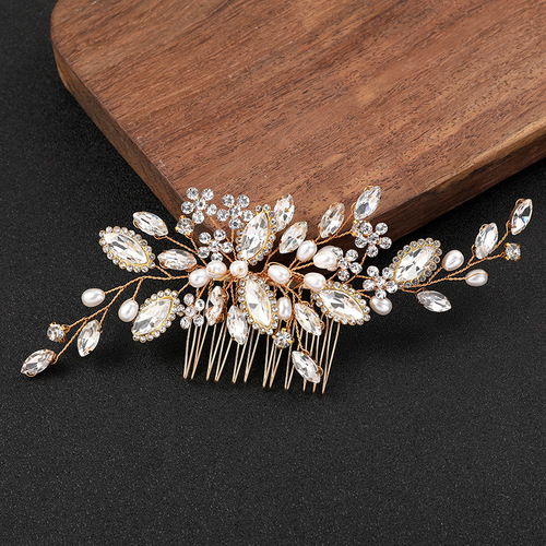 New Chinese style hair comb, ancient style Hanfu hair accessories, wedding bride's headdress, handmade Xi mother-in-law's hair rhinestone insert comb