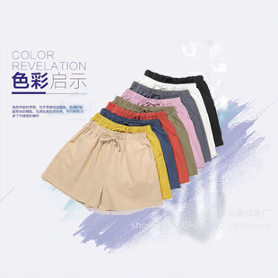 Foreign Trade Summer New Loose Linen Cotton Linen plus size Student Sports Casual Shorts Women Wide Leg Pants Casual Pants
