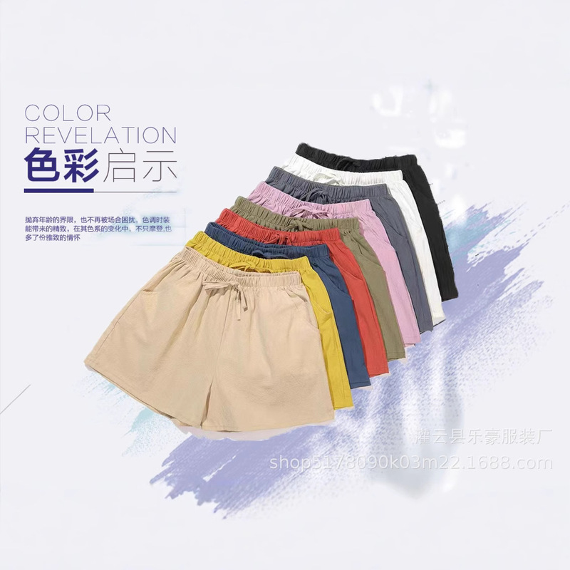 Foreign Trade Summer New Loose Linen Cotton Linen plus size Student Sports Casual Shorts Women Wide Leg Pants Casual Pants