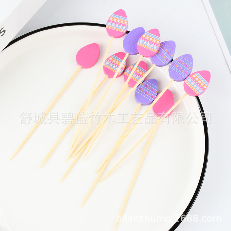 Balón creativo horquilla de fruta artística camellia etiqueta de cóctel creativa etiqueta de fruta etiqueta de sushi etiqueta al por mayor en stock