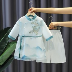 Children's Hanfu 2024 New Stylish National Style Long-Sleeved Long Dress Hanfu Baby Boy Birthday Dress Tang Suit Young Master Suit