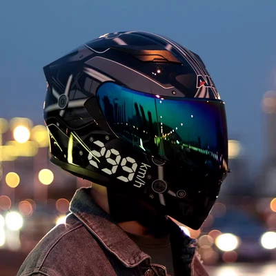 Motosiklet kaskı (dəbilqə): Full-Face Helmet Cool Electric Vehicle - black-quickly-matches-colorful-m