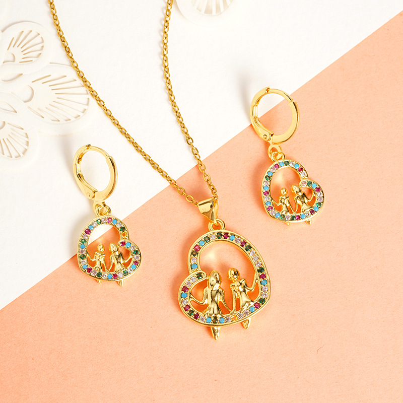 Vietnam arena oro micro incrustaciones ligero lujo hueco amor collar mujer pareja pendientes diseño de nicho sentido joyería al por mayor