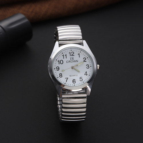 Factory Wholesale Lifestyle Waterproof Middle-Aged Quartz Elastic Couple Strap Digital Elderly Watch Men and Women
