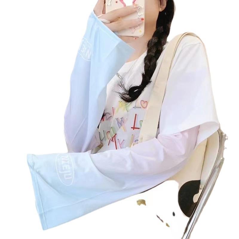 (2개) 2024 여성용 자외선 방지 얇은 통기성 슬리브를 운전하기위한 2024 그라디언트 아이스 슬리브 느슨한 유행 여름 아이스 쿨 암 가드