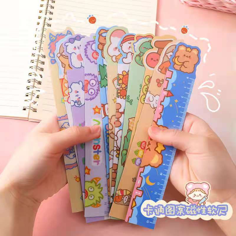 Cute animal soft ruler ins magnetic cartoon ruler PVC soft ruler student drawing measuring tool 15cm ruler