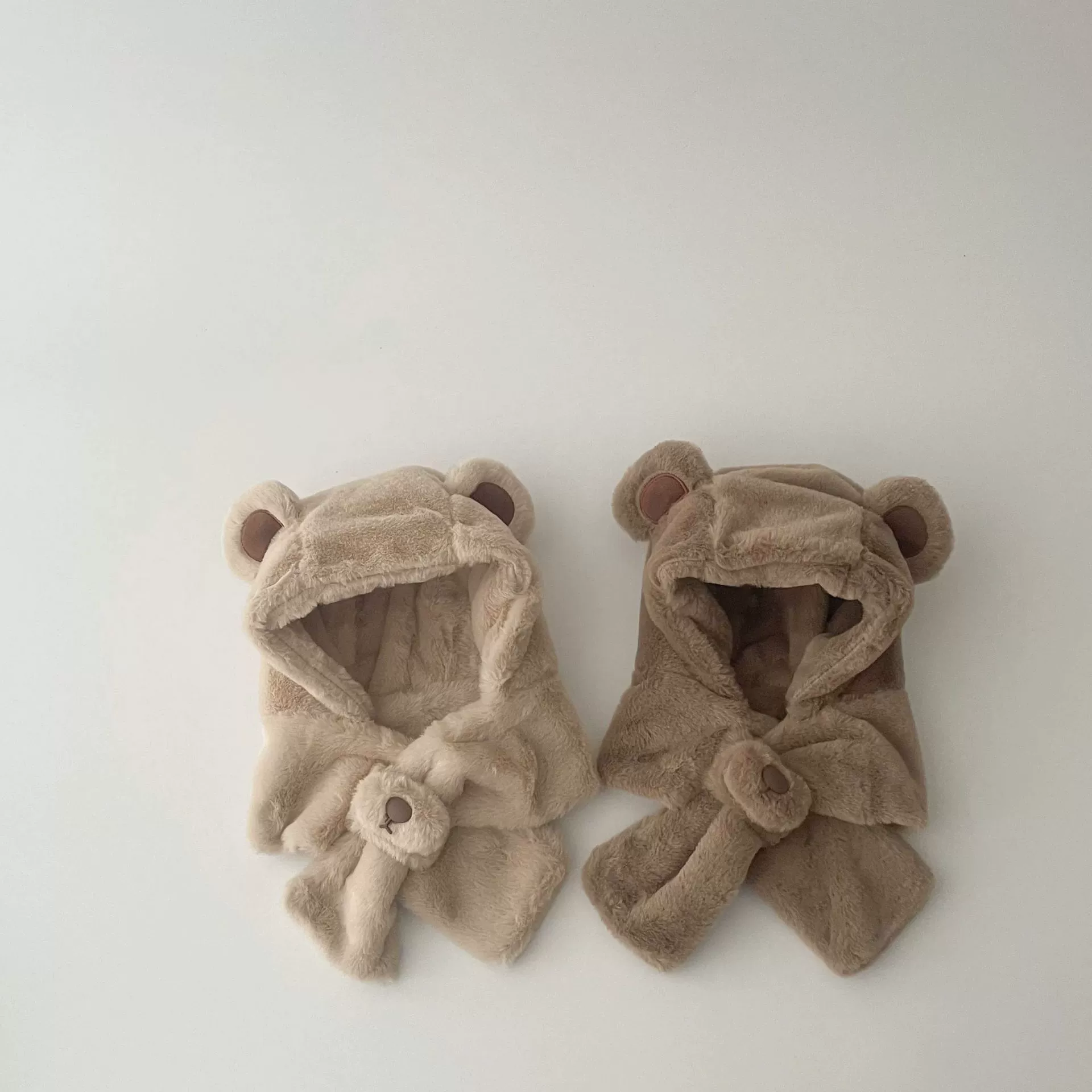Детская Velvet Bear Hood шапка и шарф набор для мальчиков - корейский стиль, ветронепроницаемый, ушки-медведя