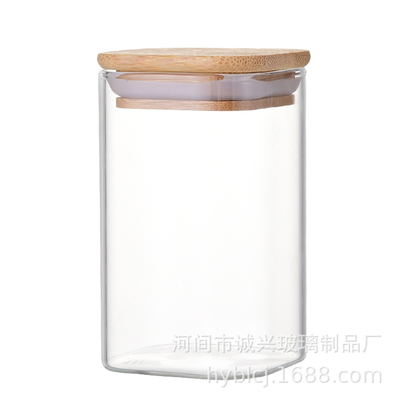 Juego de latas selladas de vidrio de 6 piezas de Amazon, tanque de almacenamiento cuadrado, caja de condimentos de vidrio de cocina, almacenamiento de condimentos