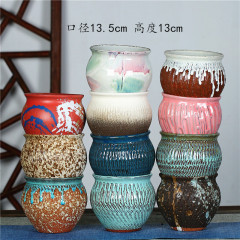 Imitation wood-fired succulent plant pot, unglazed stoneware monk-style bonsai terracotta pot, succulent ornaments, and purple clay flower pots for landscaping