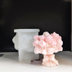 立体チューリップブーケ香りキャンドルシリコンモールド DIY チューリップアロマセラピー石膏手持ち花モールド