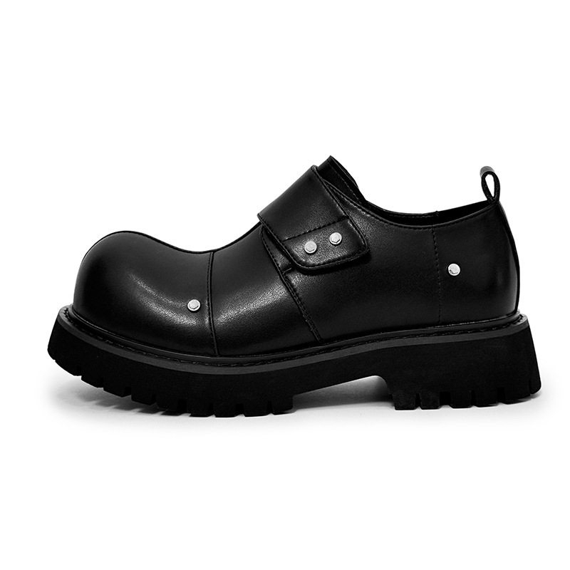 Yu Dali 2025 Spring New Niche Thick-soled Heightened Derby Shoes Men's Ski-toe Design Big Toe Leather Shoes Slip-on