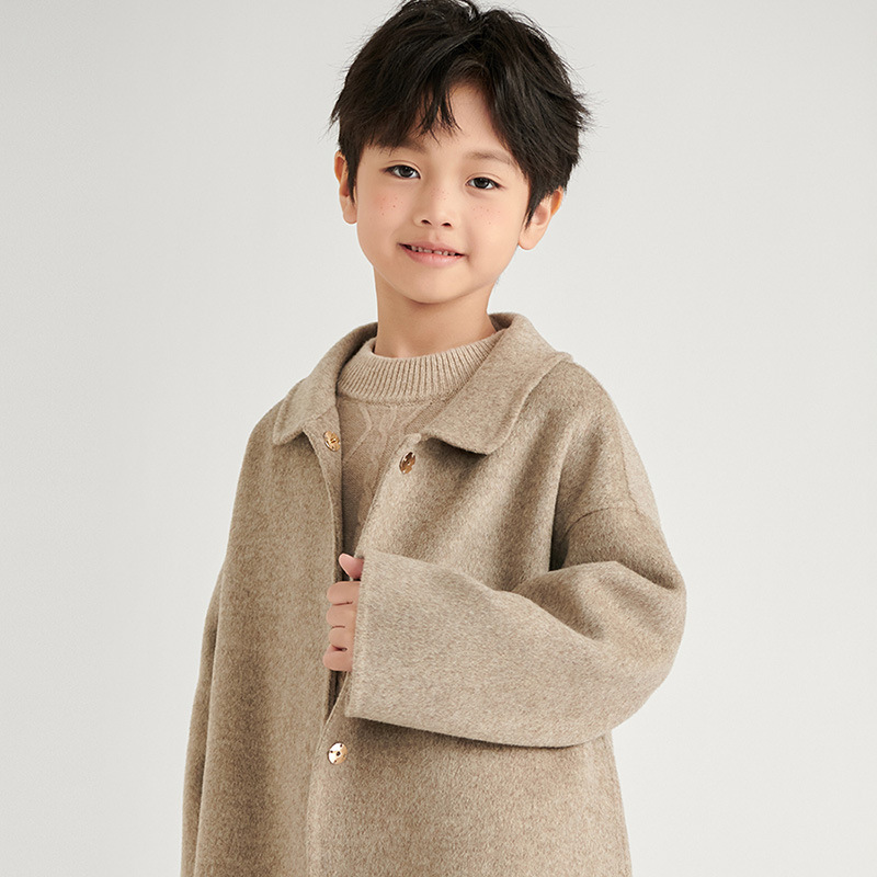 儿童双面羊绒外套2024秋冬宝宝亲子大童100羊毛呢加厚男女童大衣